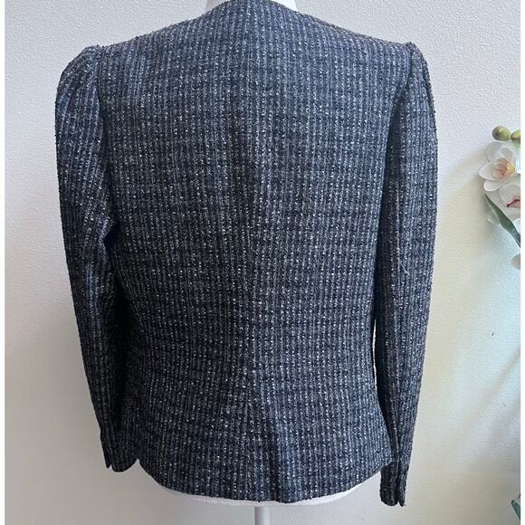 Vintage Augustus Wool Tweed Black & Gray Blazer Jacket Women's Size 14 Old Money - Picture 2 of 10